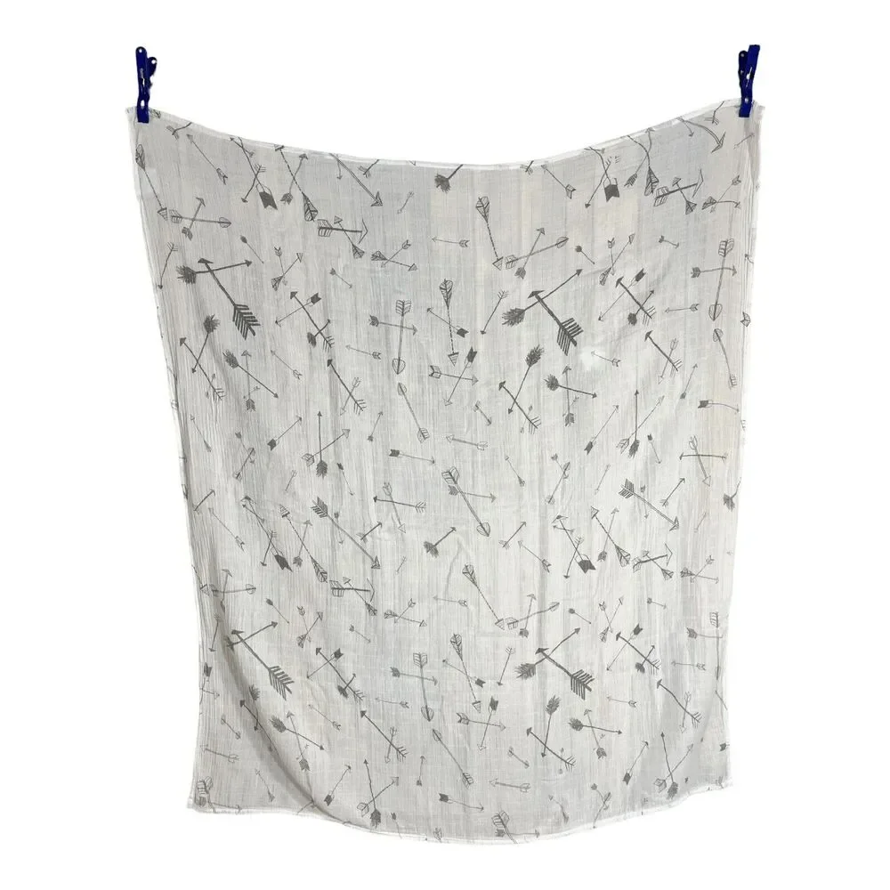 Tippy & Toes White Arrow Print Muslin Swaddle Baby Blanket Bamboo Cotton
